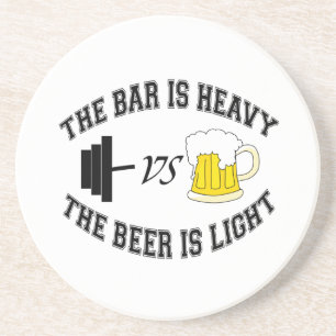 Barbell vs bier zandsteen onderzetter