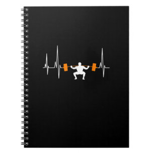Barbell Weightlift Heartbeat Bodybuilding Cool Notitieboek