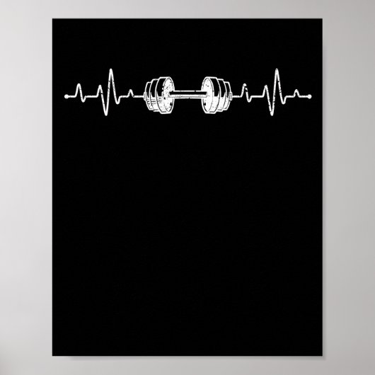 Barbell Weightlift Heartbeat Bodybuilding Poster (Voorkant)