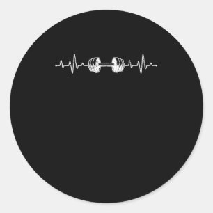 Barbell Weightlift Heartbeat Bodybuilding Ronde Sticker
