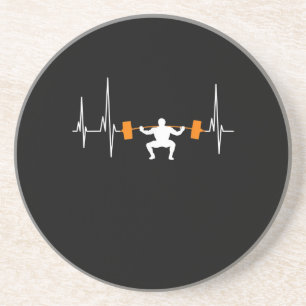 Barbell Weightlift Heartbeat Bodybuilding Zandsteen Onderzetter