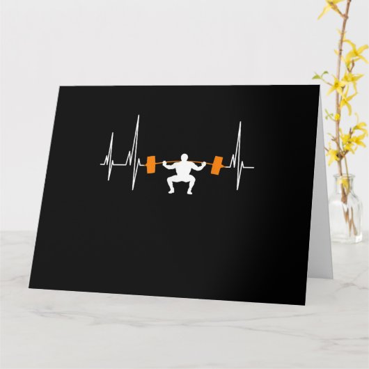 Barbell Weightlifting Heartbeat Bodybuilding Cool Kaart (Gele Bloem)