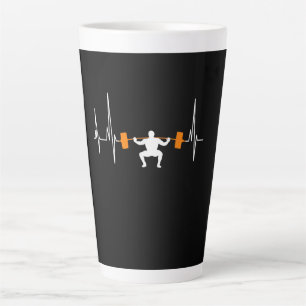 Barbell Weightlifting Heartbeat Bodybuilding Cool Latte Mok