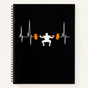 Barbell Weightlifting Heartbeat Bodybuilding Cool Notitieboek