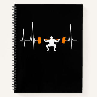 Barbell Weightlifting Heartbeat Bodybuilding Cool Notitieboek