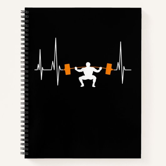 Barbell Weightlifting Heartbeat Bodybuilding Cool Notitieboek (Voorkant)