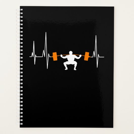 Barbell Weightlifting Heartbeat Bodybuilding Cool Planner (Voorkant)