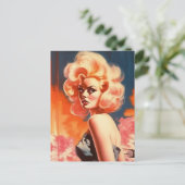 Barbenheimer apocalyptische retro vrouw briefkaart (Staand voorkant)