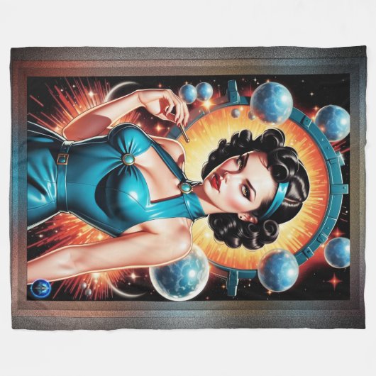 Barbenheimer Retro Fusion Atomic Age Mode Fleece Deken (Voorkant (Horizontaal))