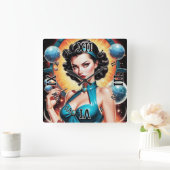 Barbenheimer Retro Fusion Atomic Age Mode Vierkante Klok (Huis)