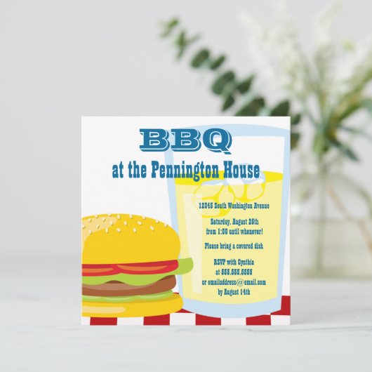 Barbeque barbeque (Barbeque): uitnodiging voor een (Staand voorkant)