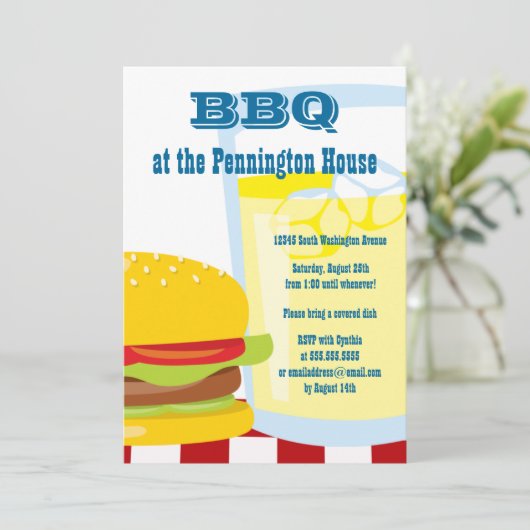 Barbeque barbeque (Barbeque): uitnodiging voor een (Staand voorkant)