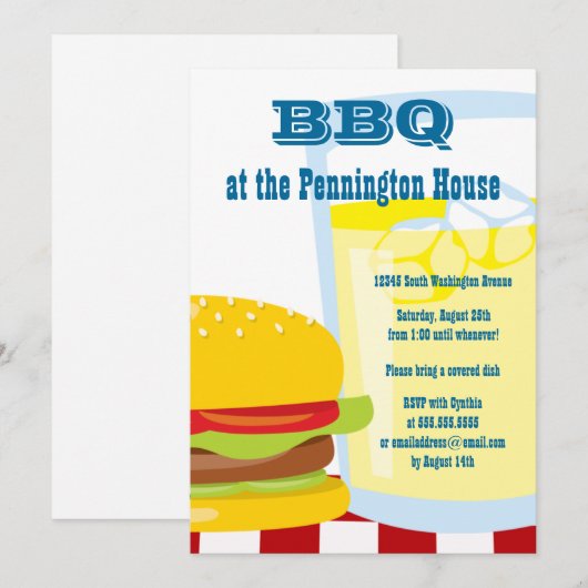 Barbeque barbeque (Barbeque): uitnodiging voor een (Voorkant / Achterkant)
