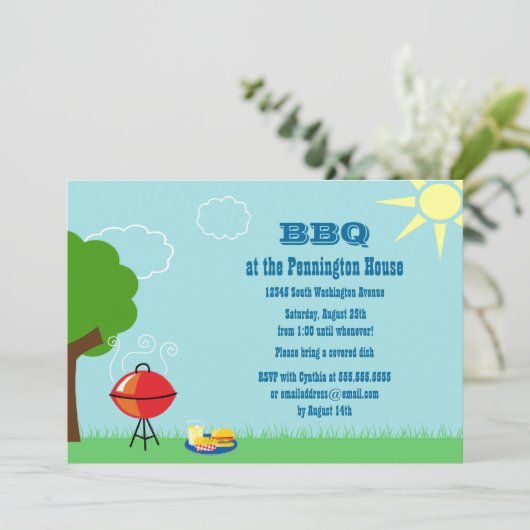Barbeque barbeque (Barbeque): uitnodiging voor een (Staand voorkant)