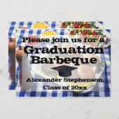 Barbeque Burgers on Tablecloth Graduation Party Kaart (Voorkant / Achterkant)