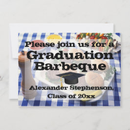 Barbeque Burgers on Tablecloth Graduation Party Kaart