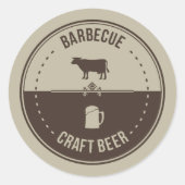 Barbeque en bier, BBQ Embleem Badge Ronde Sticker (Voorkant)