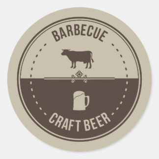 Barbeque en bier, BBQ Embleem Badge Ronde Sticker