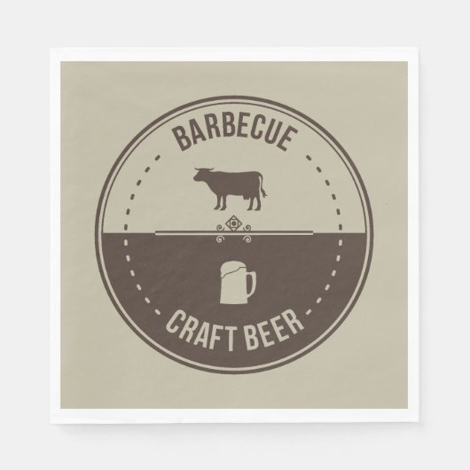 Barbeque en bier, BBQ Embleem Badge Servet (Voorkant)