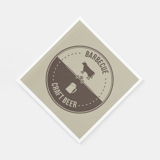 Barbeque en bier, BBQ Embleem Badge Servet (Hoek)