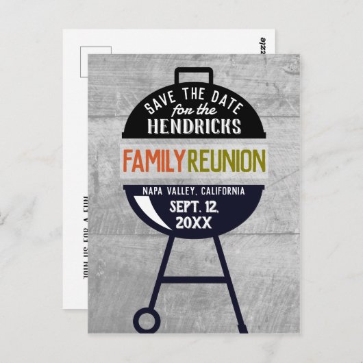Barbeque familiereünie Save the Date Briefkaart (Voorkant / Achterkant)