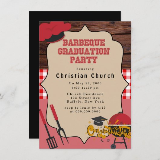 Barbeque Graduation Party Kaart (Voorkant / Achterkant)