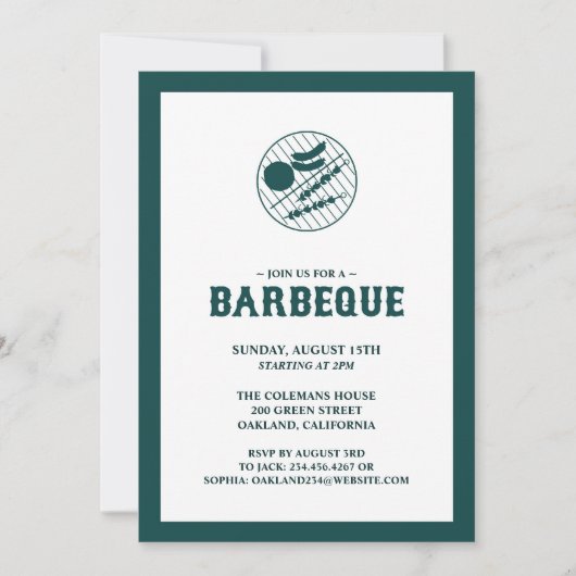 Barbeque Grill Flat Invitation Kaart (Voorkant)