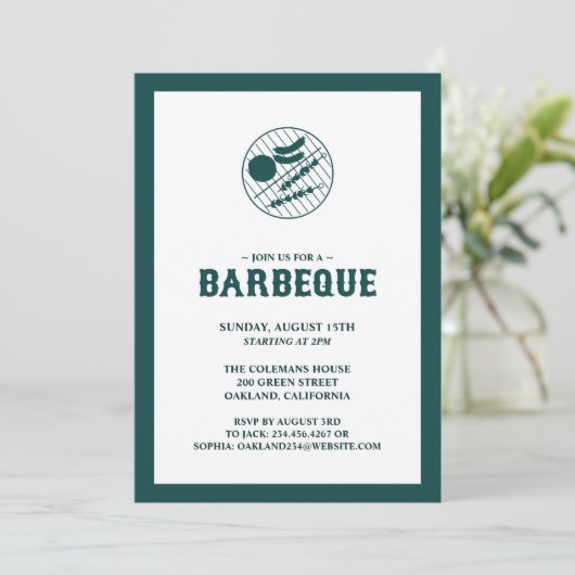 Barbeque Grill Flat Invitation Kaart (Staand voorkant)