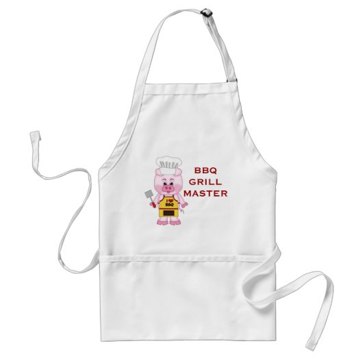 Barbeque Grill Master Funny Cartoon Pig BBQ Standaard Schort (Voorkant)