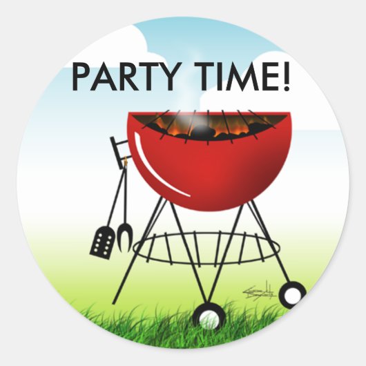Barbeque Grill Party Time Sticker (Voorkant)