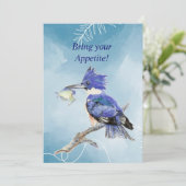 Barbeque Kingfisher Bird Party Invite Kaart (Staand voorkant)