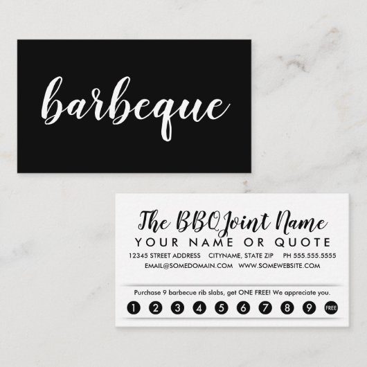 BARBEQUE loyaliteitsponskaart Klantenkaartje (Voorkant / Achterkant)