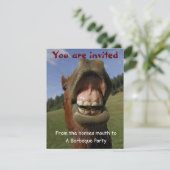 Barbeque Party Invite w/Funny Horse aanpasbaar Kaart (Staand voorkant)