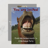 Barbeque Party Invite w/Funny Horse aanpasbaar Kaart (Voorkant / Achterkant)