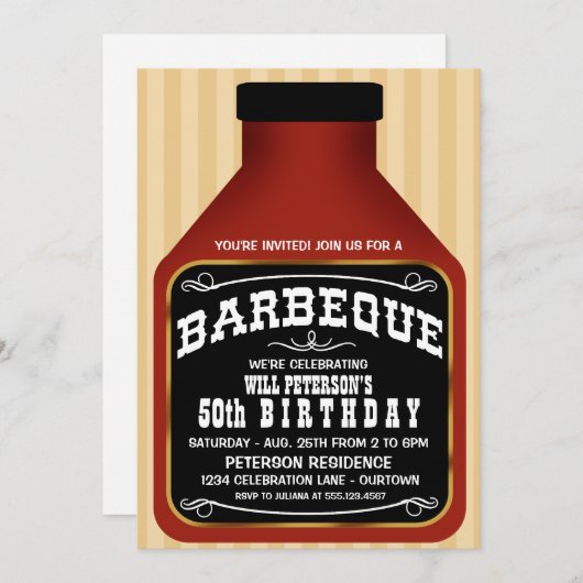 Barbeque Sauce Party-uitnodigingen Kaart (Voorkant / Achterkant)