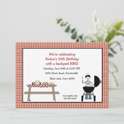 Barbeque Time Invitation Kaart (Staand voorkant)