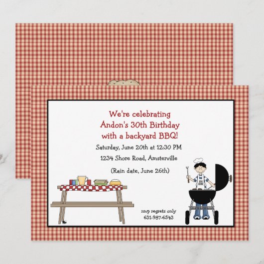 Barbeque Time Invitation Kaart (Voorkant / Achterkant)
