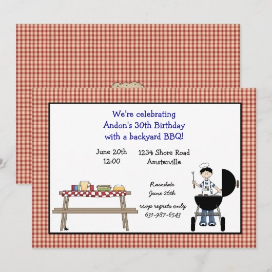 Barbeque Time Invitation Kaart (Voorkant / Achterkant)