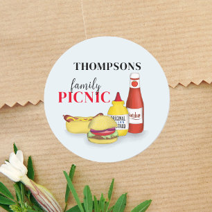 Barbeque Typografie Familie Reünie Picknick Ronde Sticker