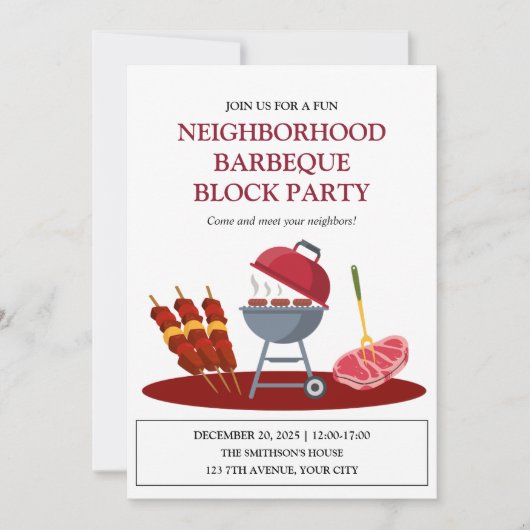 Barbeque wijk Fun Block Party Kaart (Voorkant)