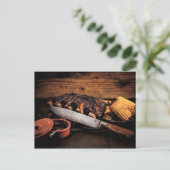 Barbequed beef ribben en maïs. briefkaart (Staand voorkant)