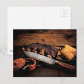 Barbequed beef ribben en maïs. briefkaart (Voorkant / Achterkant)