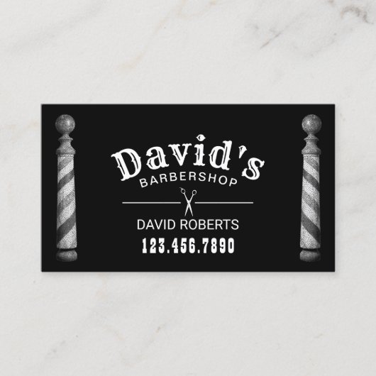 Barber Barbershop Hair Stylist Black Benoeming Afsprakenkaartje (Voorkant)
