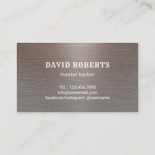 Barber Barbershop Hair Stylist Cool Brushed Metal Visitekaartje (Achterkant)