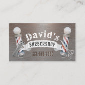Barber Barbershop Hair Stylist Cool Brushed Metal Visitekaartje (Voorkant)