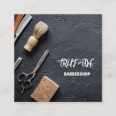 Barber Barbershop Professioneel QR Grijs Vierkante Visitekaartje (Voorkant)
