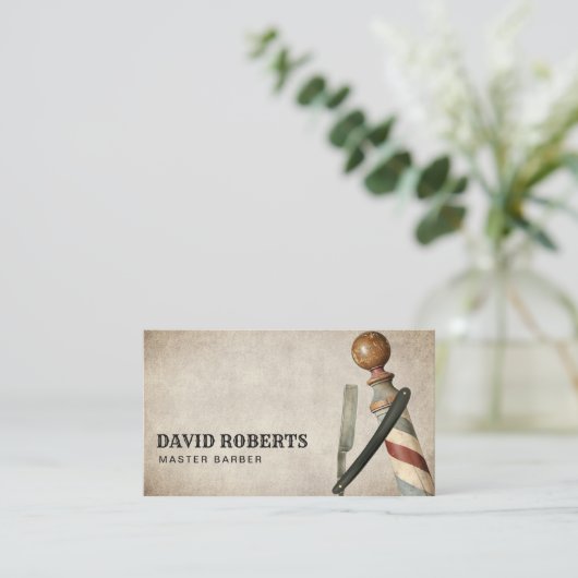 Barber Barbershop  Razor Hair Salon Visitekaartje (Staand voorkant)