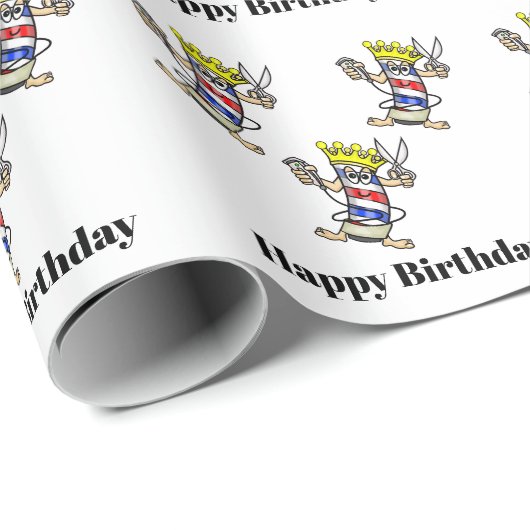 Barber Birthday Wrapping Paper Cadeaupapier (Rol Hoek)