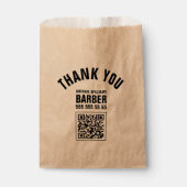 Barber Black Bold Typografie QR-code Bedankzakje (Voorkant)