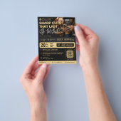Barber Black Elegante Kapperszaak Promo Flyer (Hand)
